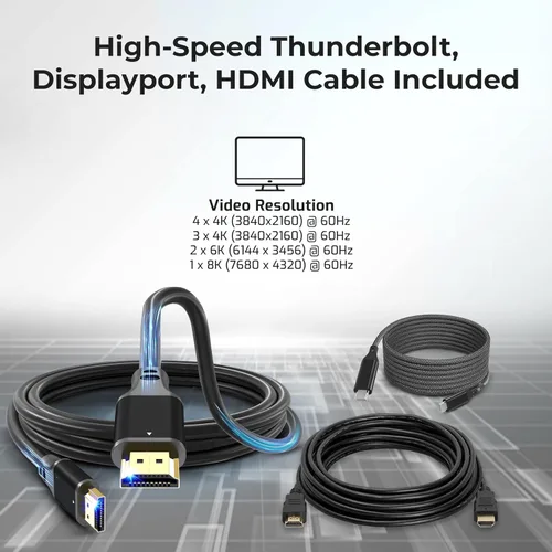 Vista 6 de SD25TB4 Pro Thunderbolt 4 Smart Dock con pantalla 8K, adaptador de 180 W Negro