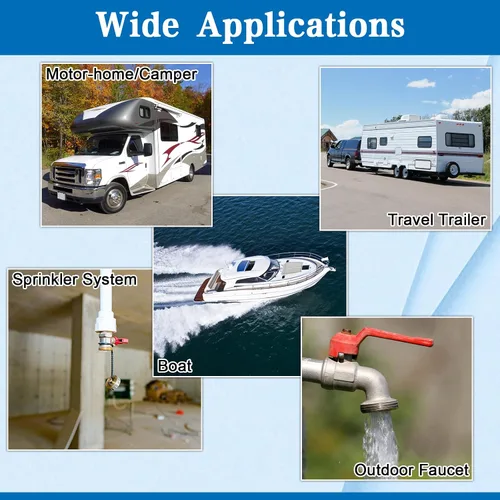 Vista 7 de Adaptadores de soplado para autocaravana, 3/4 pulgadas GHT macho y hembra de latón, conector de montaje de compresor de aire con válvula de cierre