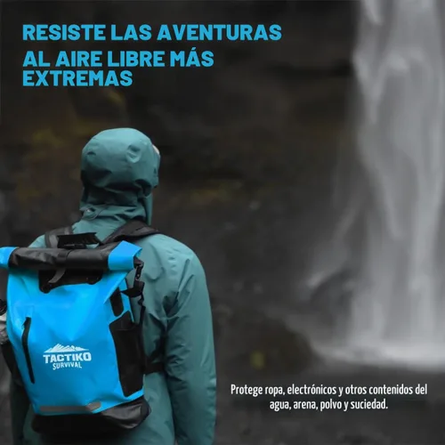 Vista 8 de TACTIKO Mochila resistente 100% impermeable, bolsas secas enrollables para kayak, senderismo, campamento, supervivencia
