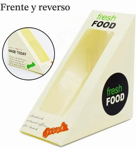 Vista 4 de Hewnda Caja de sándwich de 100 piezas, caja ecológica para llevar con cuña