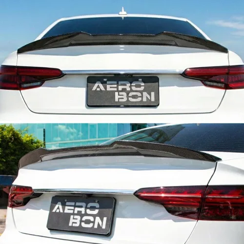 Vista 2 de Alerón de maletero de fibra de carbono real para Audi A4 S4 B9 Sedan 2017-2024 Estilo H (patada alta), se adapta a todos los sedanes B9 A4 y S4