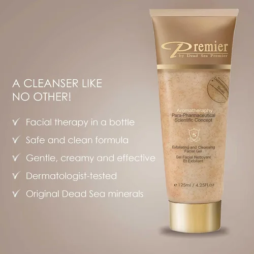Vista 2 de Premier Dead Sea - Exfoliante facial para mujeres y hombres, limpiador facial parafarmacéutico con minerales de sal del mar muerto, microgranos,