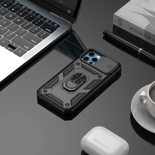 Vista 7 de Korecase Diseño para iPhone 12 Pro Max Kickstand Funda con cubierta de cámara de grado militar Caída de doble capa de cuerpo completo Protección a