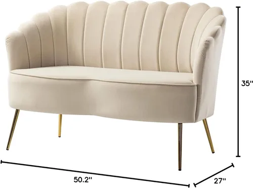 Vista 2 de HULALA HOME Sofá biplaza de terciopelo con respaldo en forma de flor, moderno sofá de 2 plazas para sala de estar y dormitorio, cómodo sofá biplaza