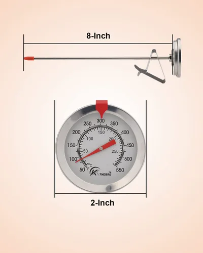 Vista 5 de Termómetro de caramelo/freír profundo con lectura instantánea, termómetro de aceite, termómetro de carne con pincho de acero inoxidable de 20,3 cm