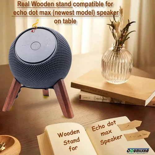 Vista 6 de Real Wood Stand for Echo dot max (new Model) 2025 Released,Desktop Tripod Mount Accessories Protect dot Audio for Better Sound,Secure Stable Wooden