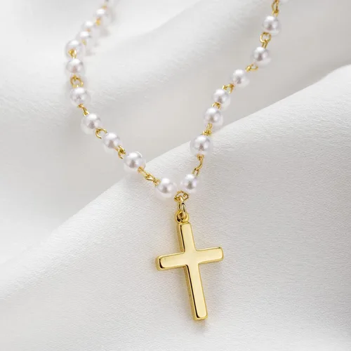 Vista 4 de itianxi Dainty Cross Charm Pendant Necklaces,14K Gold Tiny Three Ball Necklace,Simple Fashion Jewelry for Women