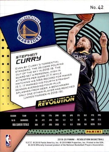 Vista 2 de 2019-20 Panini Revolution #42 Stephen Curry Golden State Warriors NBA Tarjeta de coleccionable de baloncesto