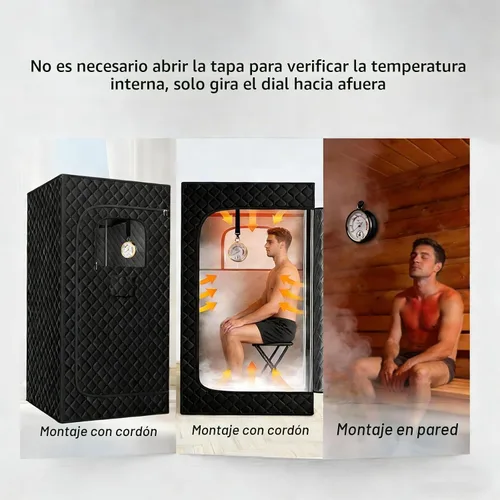 Vista 3 de Combo de termómetro de sauna Fahrenheit e higrómetro con soporte de cordón, termómetro colgante para sala de sauna, sauna de vapor portátil, rango