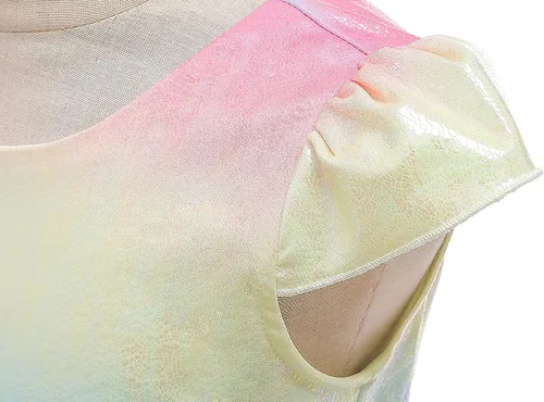 Vista 5 de Vestido de fiesta de flores para niñas, vestido de fiesta de tul arco iris para niños, vestido de fiesta de graduación de encaje de princesa