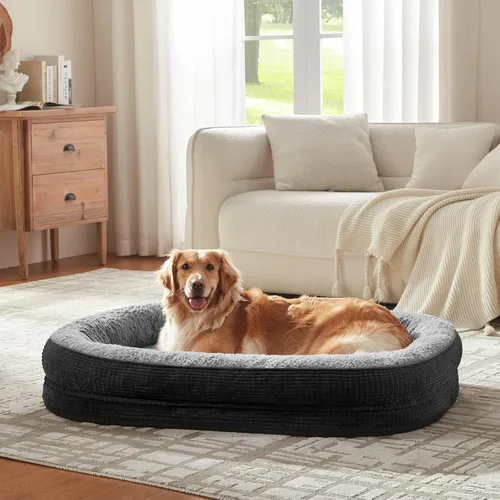 Vista 7 de JOEJOY Cama ortopédica para perros medianos, cama para mascotas de espuma viscoelástica con laterales de refuerzo, forro impermeable, funda