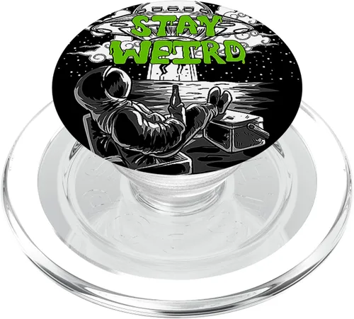Vista 8 de Stay Weird Astronauta OVNI Galaxy Extraterrestre Space Lover PopSockets intercambiables PopGrip