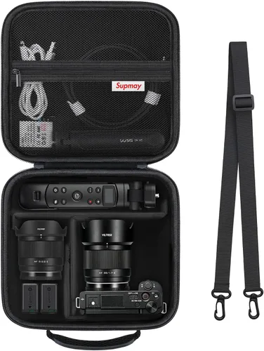 Vista 11 de Funda rígida de viaje para cámara digital Sony ZV-1F / ZV-1 / ZV-1 II, funda protectora para kit de accesorios Vlogger, trípode y micrófono