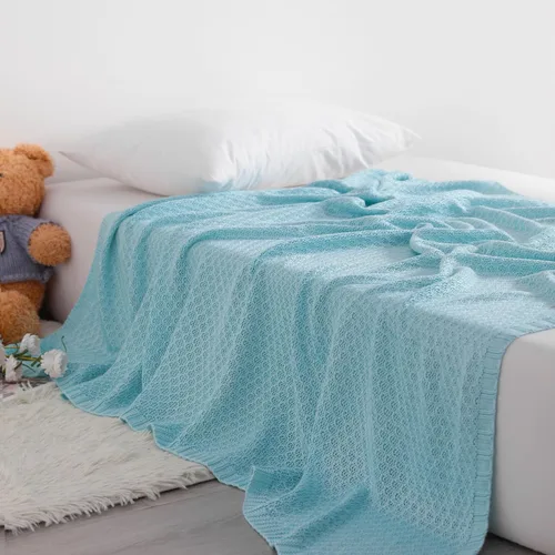 Vista 3 de NTBAY Manta de Punto de Cable Refrescante para Niños Pequeños, Manta de Bebé Suave y Transpirable de 30x40 Pulgadas Hecha de Rayón Derivado de Bambú
