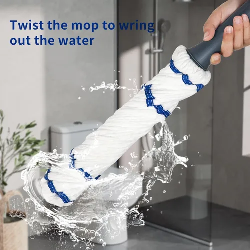 Vista 4 de Silkyhose Escoba Auto-Escurrimiento Giratoria de Algodón con Mango Largo para Seco y Húmedo con Rotación para Limpieza de Pisos de Cocina, Baño