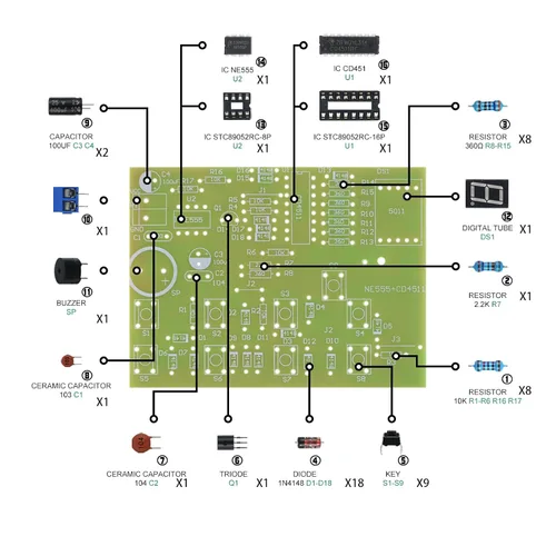 Vista 3 de Kit de práctica de soldadura 5in1 DIY Kit de órgano electrónico (8QD1302)