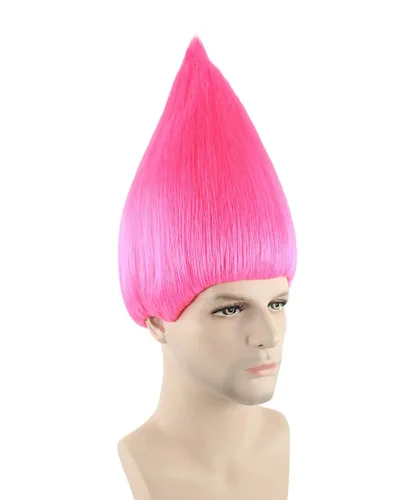 Vista 4 de Peluca unisex de color rosa liso para cosplay de Halloween, pelo sintético de fibra suave, perfecta para tu próximo festival y fiesta de anime grupal
