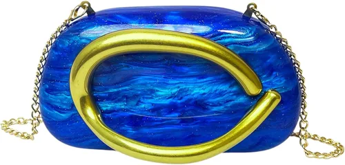 Vista 30 de Bolso de mano de acrílico para mujer, bolso de noche redondo clásico, bolso de manillar de metal vintage para boda, fiesta de graduación.