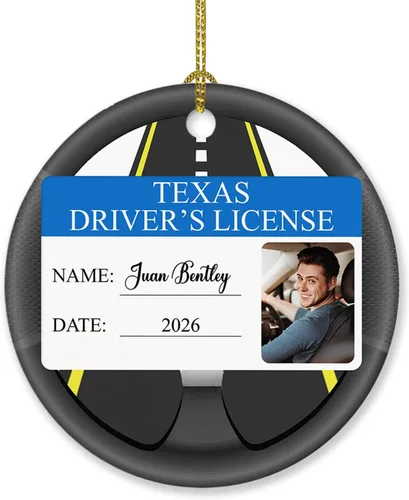 Vista 12 de Adorno de licencia de conducir personalizado de felicitaciones, adorno de Navidad con mi licencia de conducir 2026, texto y fecha con nombre