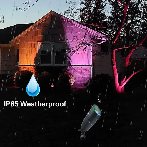 Vista 5 de Cheopha MR16 Bombilla LED que cambia de color de 12 V, iluminación de paisaje, RGB 5 W, 16 colores, luces de paisajismo al aire libre de aluminio