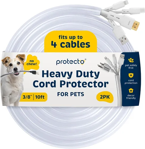 Vista 11 de PROTECTO Protector de Cables Resistente para Perros y Gatos, Funda Larga de 10 Pies, Cubierta de Cable de 1/2 Pulgada Fácil de Usar para Mascotas