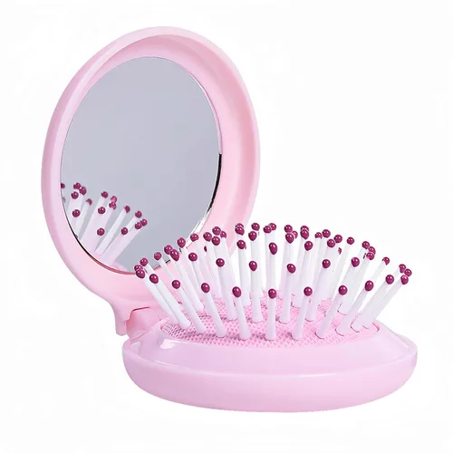 Vista 12 de Juego de cepillo de pelo y espejo de viaje para mujeres, cepillo plegable con espejo compacto para bolso o mochila, lindo regalo azul bebé