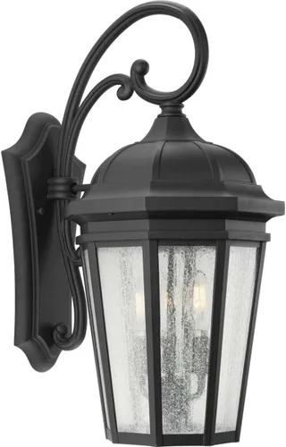 Vista 10 de Progress Lighting Verdae Collection - Farol de pared grande tradicional de cristal transparente con 3 luces, para exteriores, bronce antiguo
