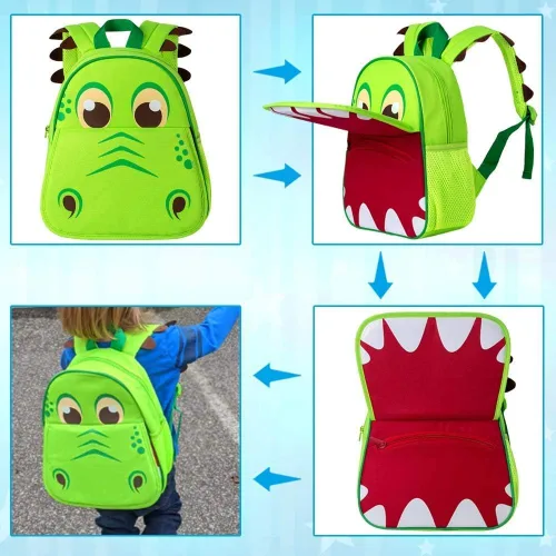 Vista 4 de CCJPX Mochila para niños y niñas, 12.5 pulgadas, dinosaurio, unicornio, preescolar, mochila escolar linda para jardín de infantes