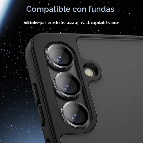 Vista 7 de JETech Protector de lente de cámara para Samsung Galaxy S24, negro ónix, 1