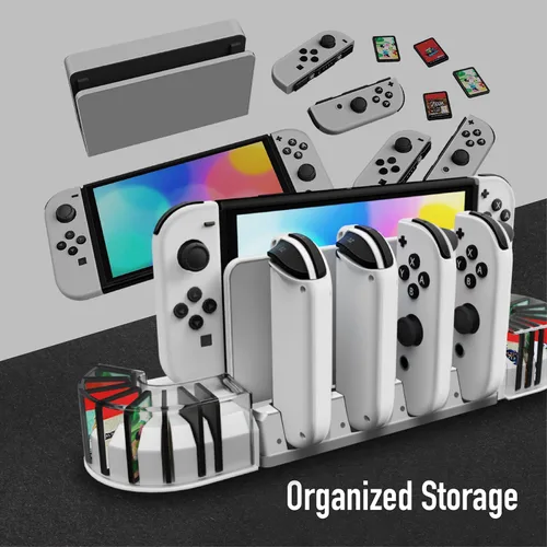 Vista 3 de Soporte de estación de carga TNP Switch Dock Cargador de controlador Joy-Con para Nintendo Switch & Switch OLED Cargador Joycon Switch mejorado
