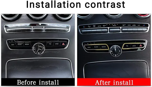 Vista 2 de YIWANG Aluminum Alloy Central Control Features Decorative Frame Button Trim 2pcs for Mercedes Benz W205 C-Class 2015 2016 E Class W213 E200l Gold