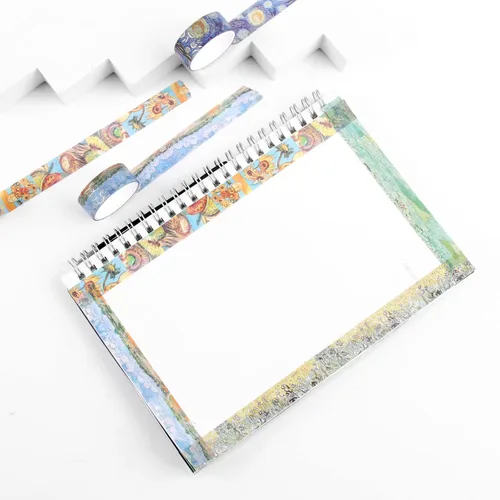 Vista 7 de Lychii Juego de Cinta Washi, 12 Rollos de Cinta Adhesiva de Oro con Patrones de Pintura al Óleo de Van Gogh de 5M/16.4Pies de Largo, Cintas art