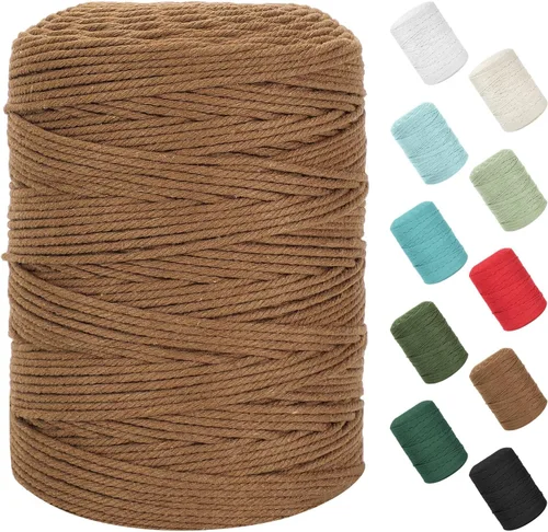 Vista 120 de Cuerda de macramé de 0.079 in x 220 yardas (656 pies), cuerda de algodón natural para colgar en la pared, ganchos de plantas, manualidades Verde