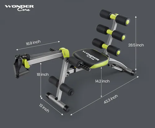 Vista 6 de WONDER CORE 2 Total Gym Machine, Ab Workout Equipment, Adjustable Ab Machine for Stomach Workout, Sit Up Exercise Equipment for Home Workouts