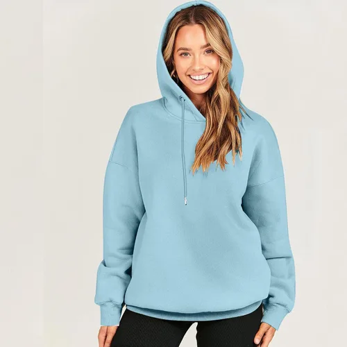 Vista 7 de DOLKFU Women Oversized Long Sleeve Hoodies Solid Color Drawstraing Hooded Pullover 2023 Fall Fashion Sweatshirts