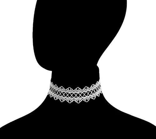 Vista 5 de LINKY Conjunto de joyería de 10 piezas de gargantilla de encaje blanco para mujeres y niñas,