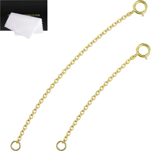 Vista 15 de Extensores de collar para mujer, extensor de pulsera de oro, extensión de joyería de cadena dorada para tobillera para mujer, juego de 2 piezas