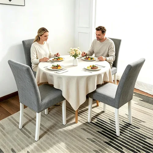 Vista 24 de PETCUTE Fundas elásticas para sillas de comedor, fundas elásticas antideslizantes para sillas de comedor, color gris, paquete de 2