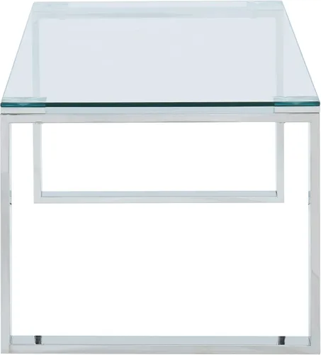 Vista 4 de Whi Mesa de café contemporánea, cristal y cromo, PLATA