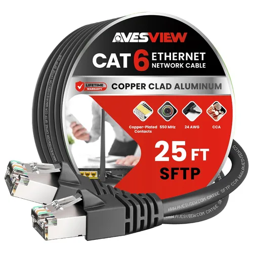 Vista 17 de Cable Ethernet blindado CAT 6 de 5 pies, para interiores de alta velocidad (SFTP) 10 Gbps blindado sin enganches, cable Ethernet de 5 pies