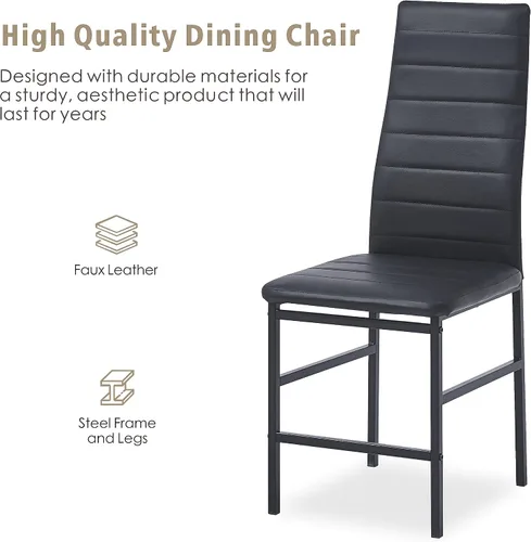 Vista 6 de Juego de mesa y silla de comedor de 7 piezas, juego de mesa de comedor para 6 mesas de cocina con 6 sillas, mesa rectangular de vidrio con 6 sillas