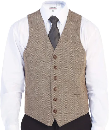 Vista 77 de Gioberti Chaleco de tweed formal de 6 botones para hombres