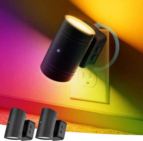 Vista 20 de Briignite - Luces nocturnas led enchufables, 3CCT, sensor de anochecer a amanecer, de 3000 K, regulable para pasillo, dormitorio, escalera, paquete