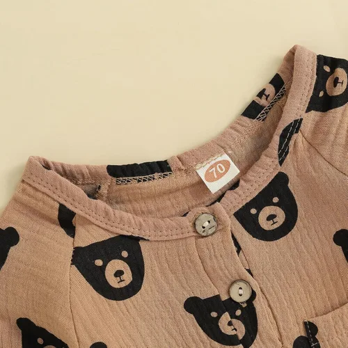 Vista 2 de Mono de manga larga de lino para bebé, niña, niño, mameluco de una pieza