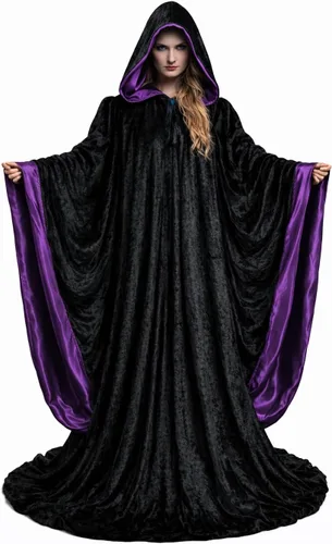 Vista 3 de Bata de terciopelo para Halloween, cosplay, unisex, talla única, extra larga