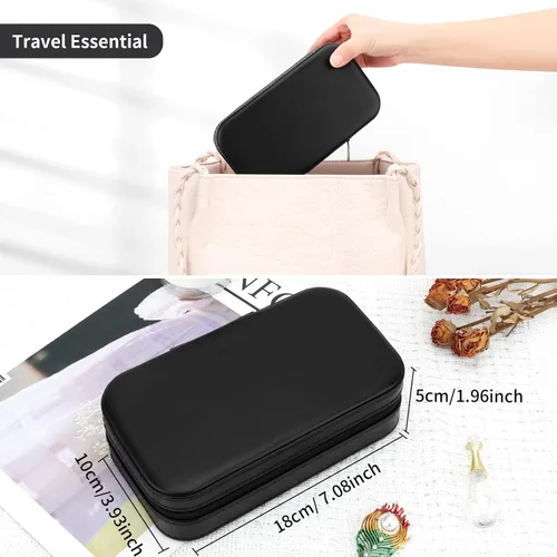 Vista 5 de DesignSter Joyero de viaje, estuche de joyería portátil de piel sintética, cajas de joyería pequeñas para regalos, organizador de joyas de viaje