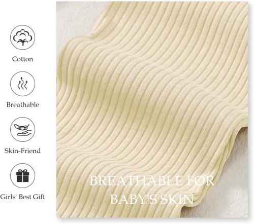 Vista 5 de SOBOWO Pantalones acampanados para bebé, paquete de 3 unidades para niña pequeña, color liso, acanalado, con volantes, pantalones acampanados