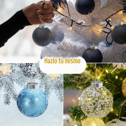 Vista 4 de 12 piezas de 60 mm Adornos de bolas de Navidad transparentes de plástico, 2.36'' redondas, de plástico transparente rellenables, DIY