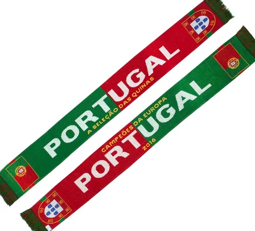 Vista 2 de Portugal Bufanda de punto de fútbol, Verde, rojo, amarillo.