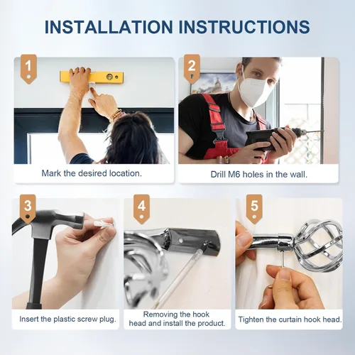 Vista 5 de HIKMLK Sujetadores de cortina de metal hechos a mano 2 piezas, Ganchos sujetadores de cortina decorativos cromados para pared, Soportes laterales